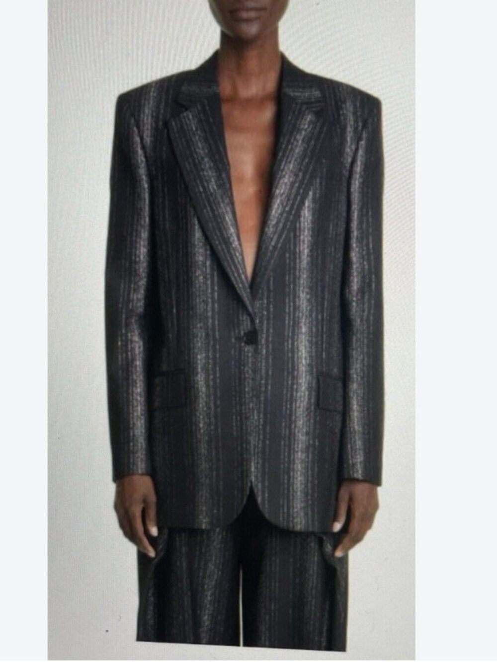 NWOT Stella McCartney Boyfriend Black and Silver Striped Blazer